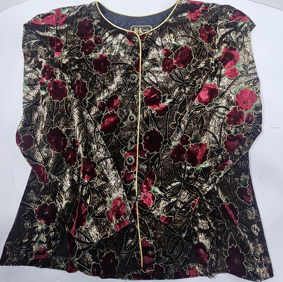 R&K Evening Women’s Jaket Cardigan And Skirt Velvet Set Sz 14 Vintage 80's 90's - Picture 11 of 14